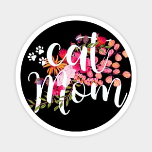 Cat mom floral design, watercolor flowers cat mom Magnet